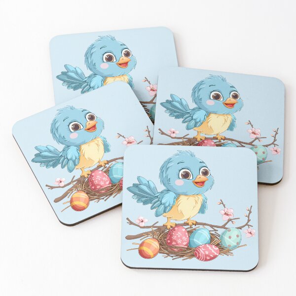 Item preview, Blue Bird on a Branch with Easter Eggs designed and sold by LarkspurAndTea.