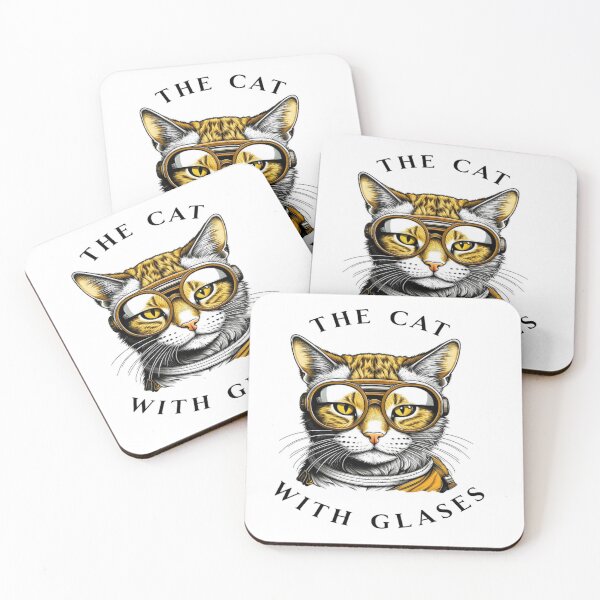 Item preview, cat with glasses designed and sold by MosaicMagic.