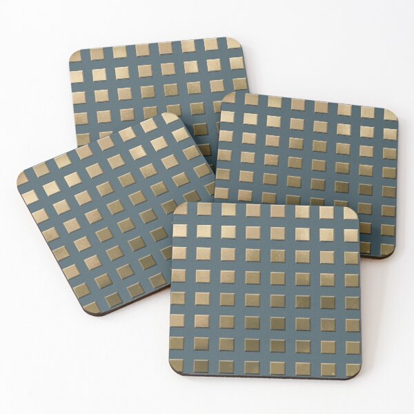 Item preview, Gold and Blue Metal 3D Squares Pattern designed and sold by Diana377.