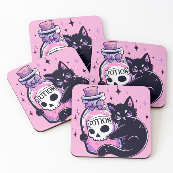 Item preview, Kawaii Black Cat, Pink Death Potion designed and sold by TomFrontierArt.