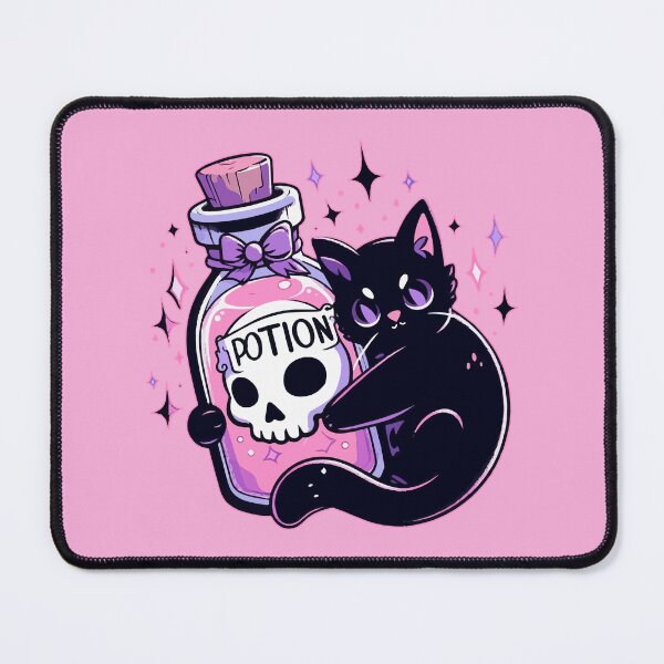 Item preview, Kawaii Black Cat, Pink Death Potion designed and sold by TomFrontierArt.