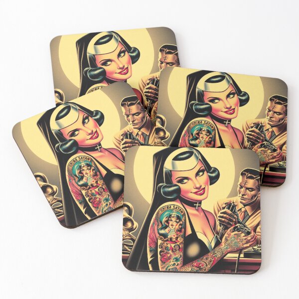 Item preview, Tattooed Nun Pin-up designed and sold by PulpVintage.