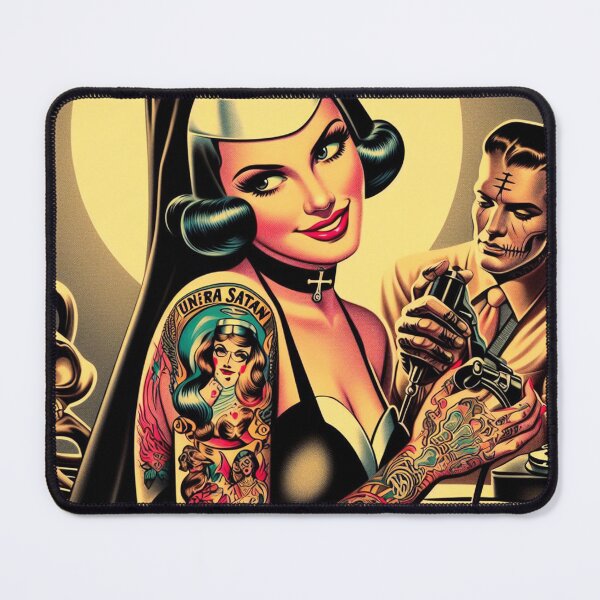 Item preview, Tattooed Nun Pin-up designed and sold by PulpVintage.
