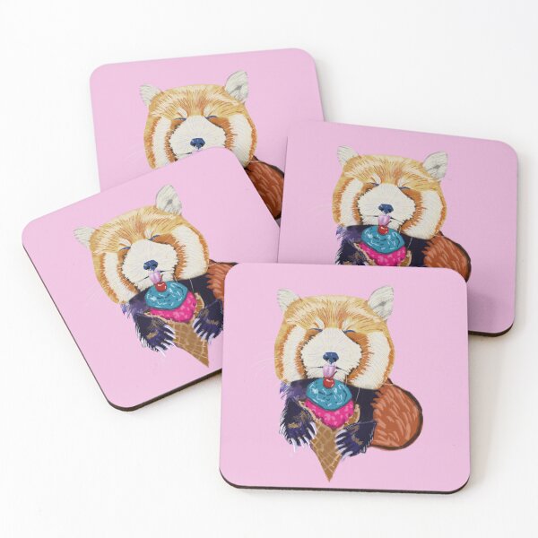 Item preview, Funny cartoonish Red panda bear eating ice cream designed and sold by altairaleon.