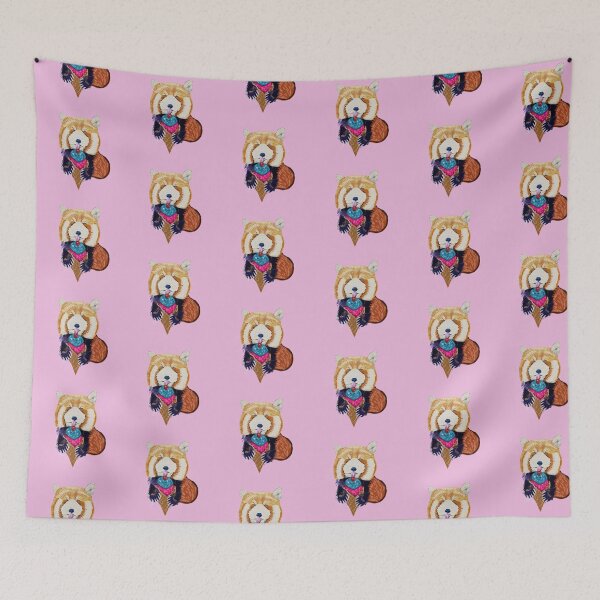 Item preview, Funny cartoonish Red panda bear eating ice cream designed and sold by altairaleon.