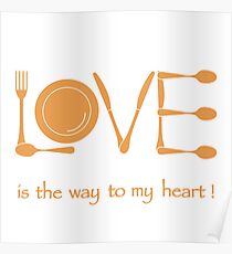 Inscription LOVE from cutlery. Poster