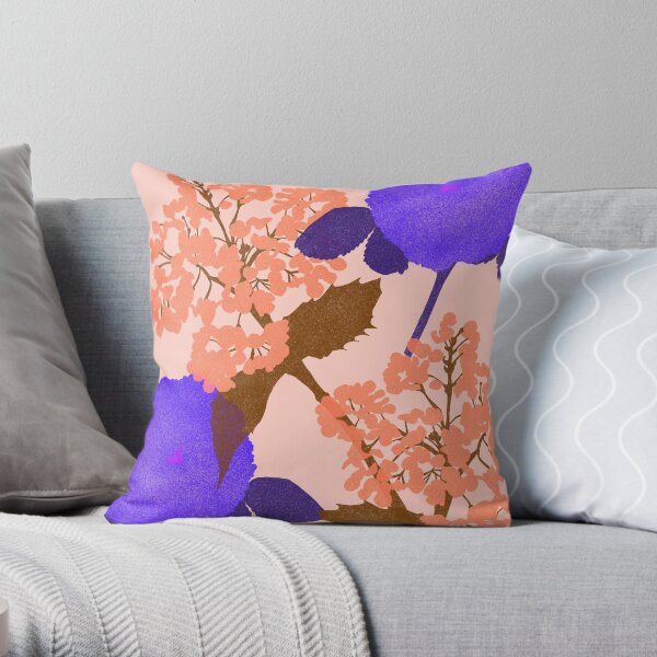 Portland Flora and Fauna in Blush Pink, Peach & Ultraviolet by Jessica Poundstone Throw Pillow