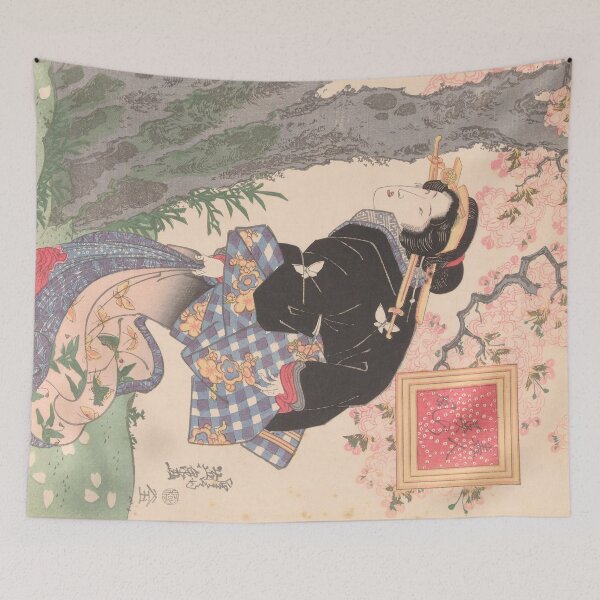 Item preview, Beauties under Cherry Blossoms Vintage Ukiyo-e Print III designed and sold by VintageArchive.