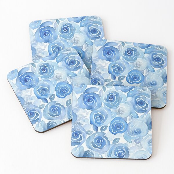 Item preview, watercolor-inspired pastel blue roses pattern 3 designed and sold by FlaskLab.
