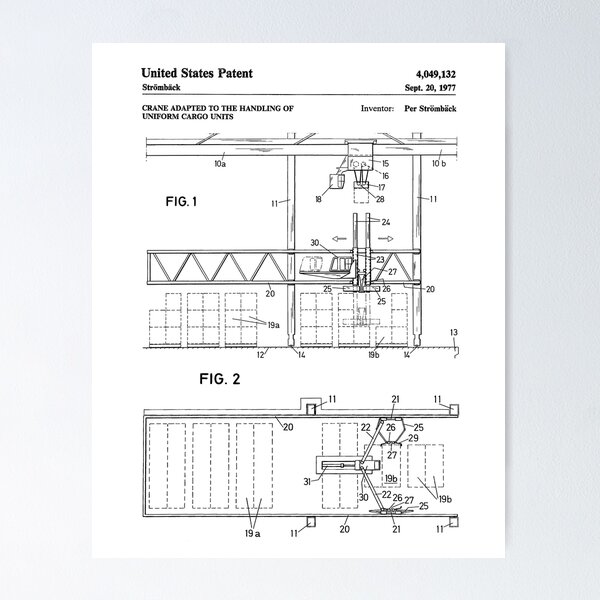 Item preview, Cargo Crane Patent Blueprint Art White Background designed and sold by Peek-Designs.