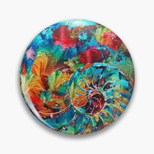 Item preview, Colorful Coastal Nautilus Shell Art Beach Decor designed and sold by Sharon Cummings Art.