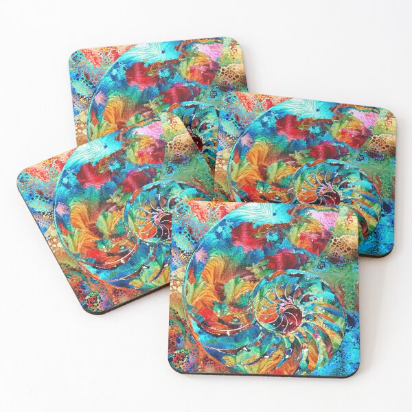 Item preview, Colorful Coastal Nautilus Shell Art Beach Decor designed and sold by Sharon Cummings Art.