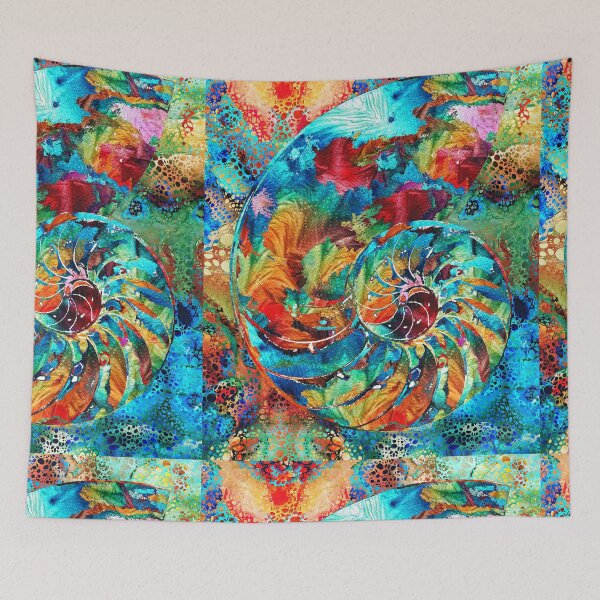 Item preview, Colorful Coastal Nautilus Shell Art Beach Decor designed and sold by Sharon Cummings Art.