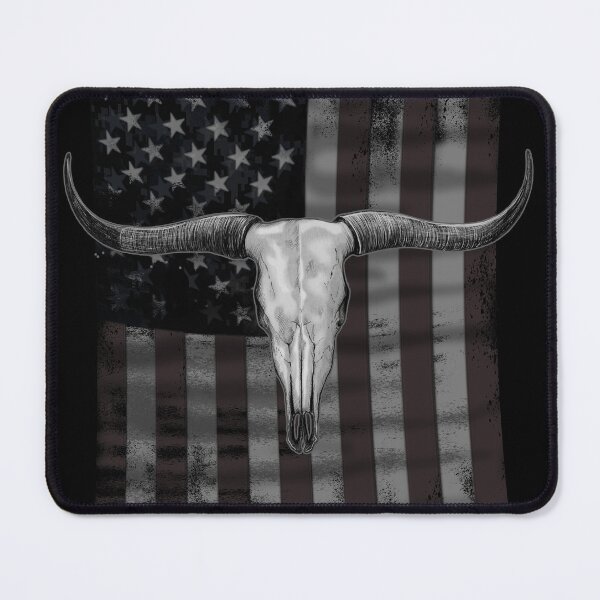 Item preview, American Longhorn Skull Flag Grey designed and sold by oz10.