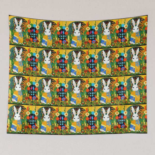 Item preview, Adorable rabbit among garden flowers and vegetables. designed and sold by Natalia-Vlad.
