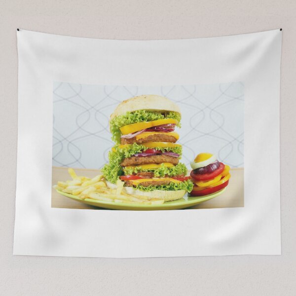 Item preview, big hamburger with french fries and salad designed and sold by goceris.