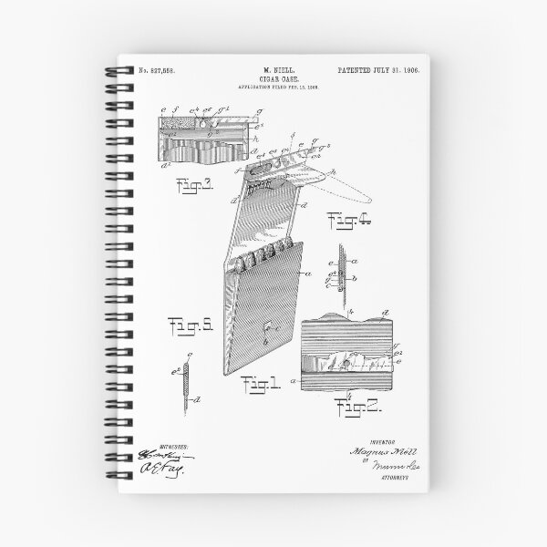 Artikelvorschau, Zigarrenetui, Vintage, Patent, Erfindung, Weißer Hintergrund entworfen und verkauft von Peek-Designs.