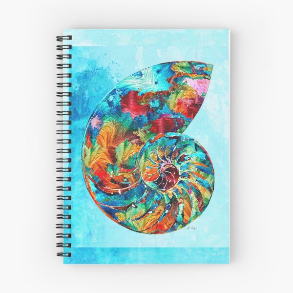 Item preview, Whimsical Colorful Nautilus Shell Seashell On Blue Beach Art designed and sold by Sharon Cummings Art.