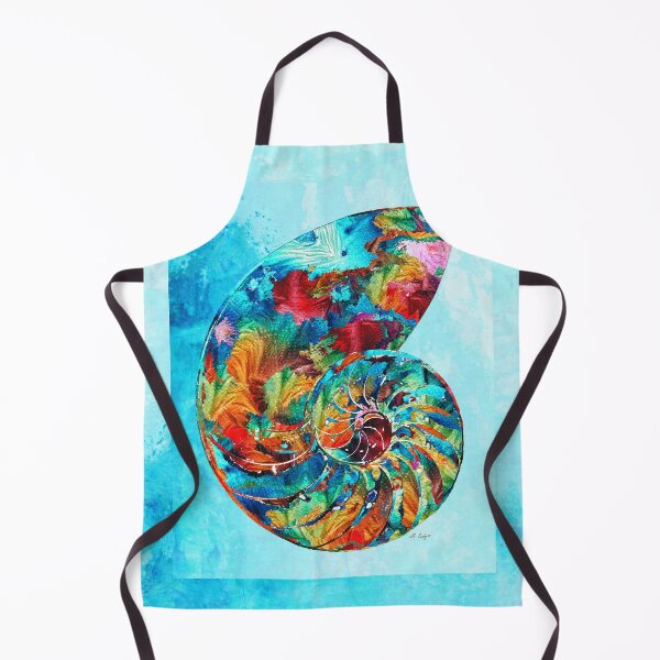 Item preview, Whimsical Colorful Nautilus Shell Seashell On Blue Beach Art designed and sold by Sharon Cummings Art.