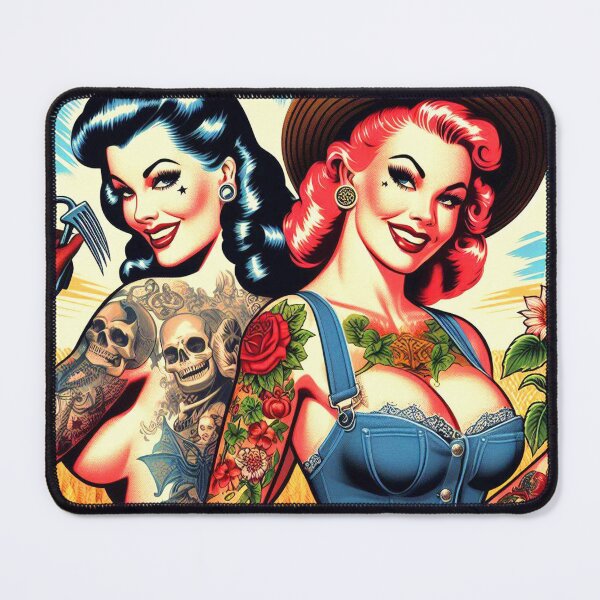 Item preview, Retro Tattooed Farm Girls designed and sold by PulpVintage.
