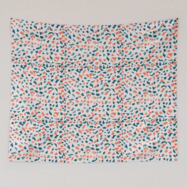 Item preview, Cream Orange Blue Teal Terrazzo Tile Spring Rainbow Stone Pattern  designed and sold by Sarcastic Narwhal.