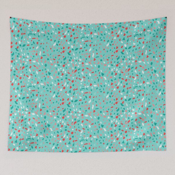 Item preview, Teal Blue White Salmon Pink Red Terrazzo Tile Spring Rainbow Stone Pattern  designed and sold by Sarcastic Narwhal.