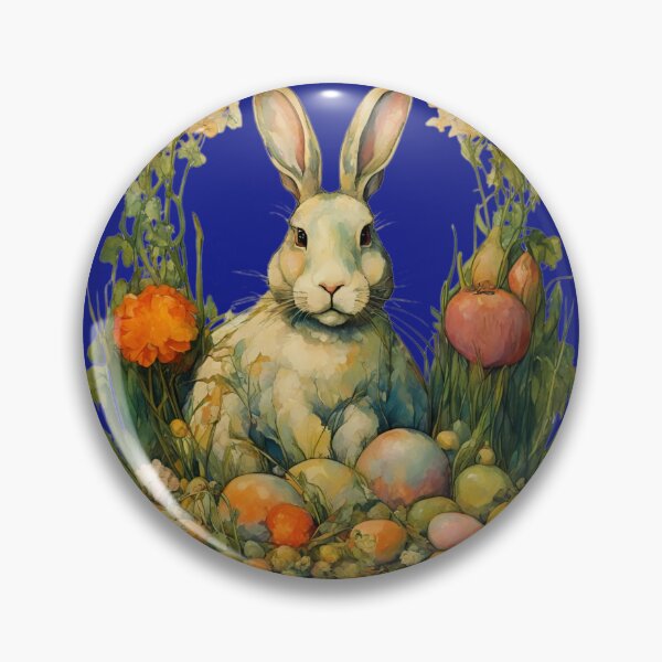 Item preview, Adorable rabbit among garden flowers and vegetables. designed and sold by Natalia-Vlad.