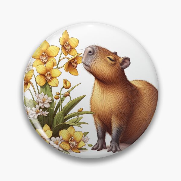 Item preview, Capybara Smells the Yellow Orchid1 designed and sold by Capybara Art Lover.