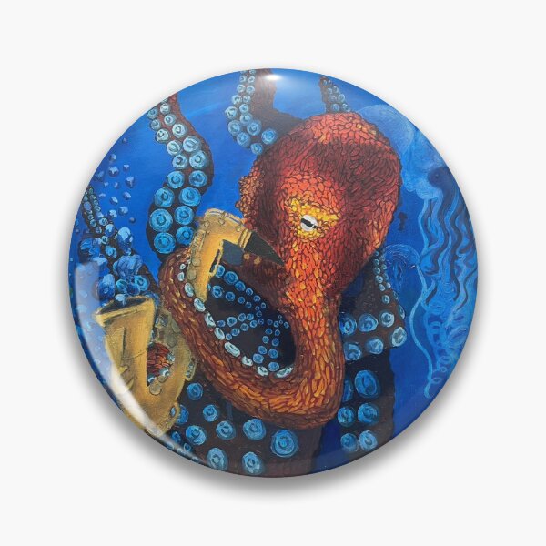 Item preview, octopus playing a saxophone  designed and sold by faiths-art.