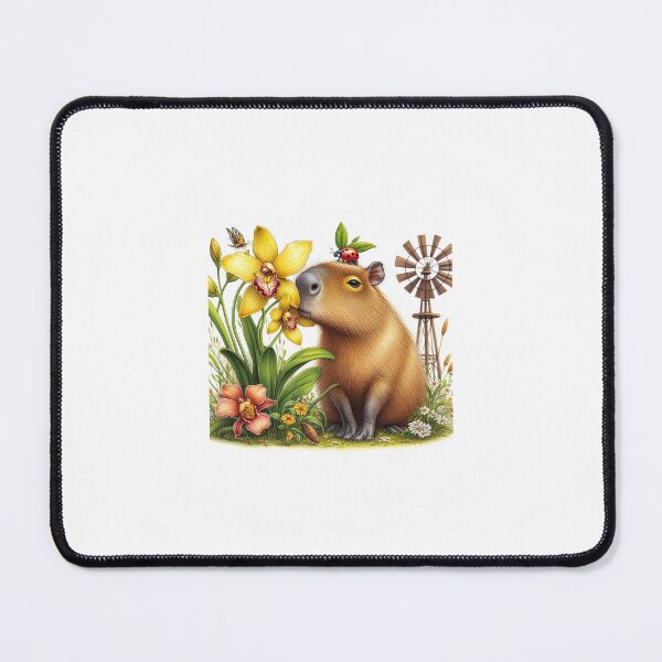 Item preview, Capybara Smells the Yellow Orchid9 designed and sold by Capybara Art Lover.