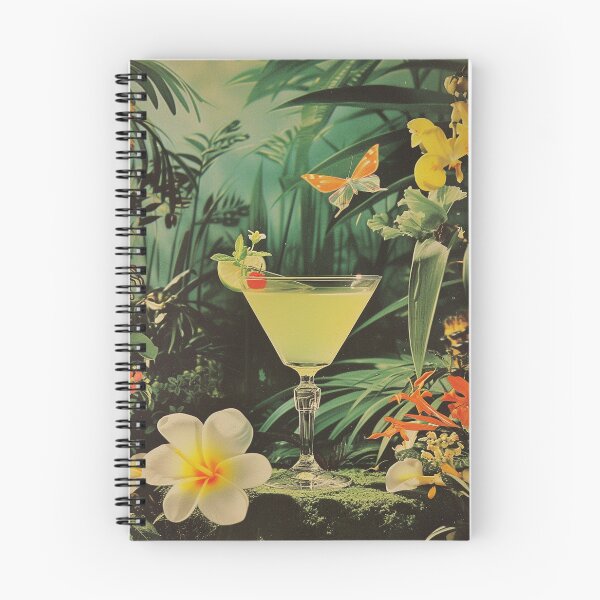 Item preview, Tropical Cocktail Paradise Spiral Notebook, Exotic Botanical & Drink Illustration, Lush Jungle Theme Writing Journal designed and sold by Murray Junction.