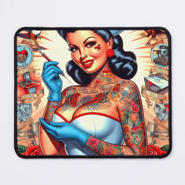 Item preview, Tattooed Old School Nurse Pin-up designed and sold by PulpVintage.