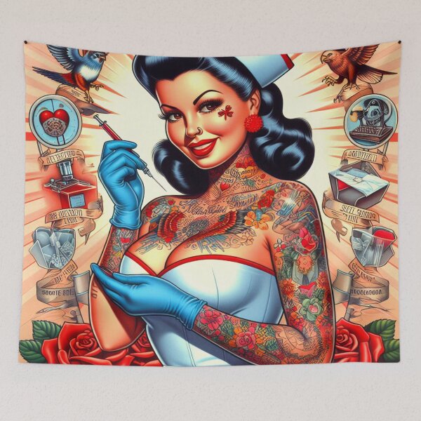 Item preview, Tattooed Old School Nurse Pin-up designed and sold by PulpVintage.