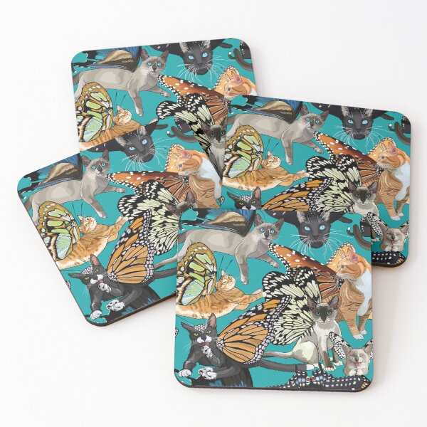 Item preview, Butterfly Cat Party Teal designed and sold by Carleah Unique.