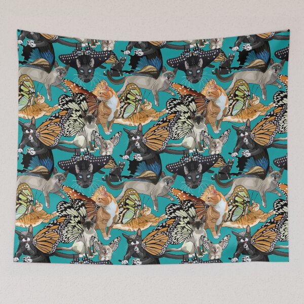 Item preview, Butterfly Cat Party Teal designed and sold by Carleah Unique.