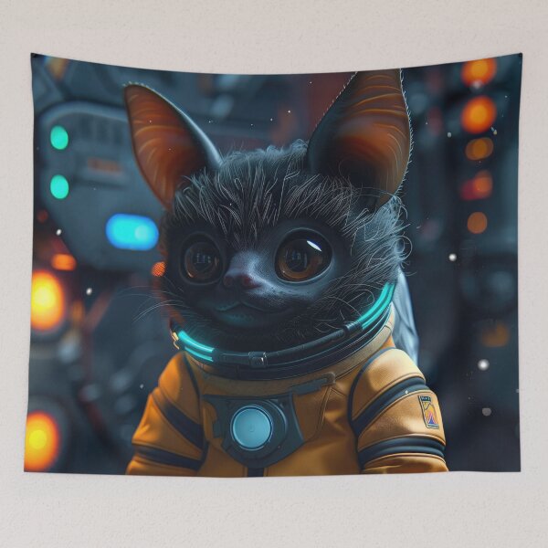 Item preview, Happy Bat Astronaut in Space Suit on Space Station designed and sold by Mullet Monkey.
