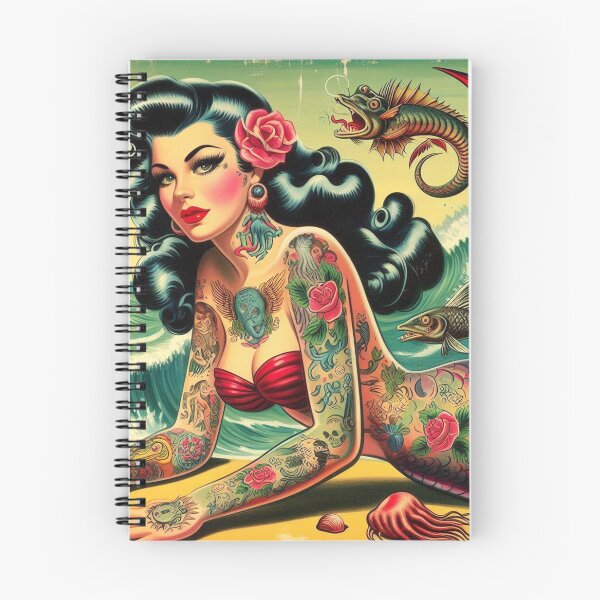 Item preview, Retro Tattooed Mermaid designed and sold by PulpVintage.