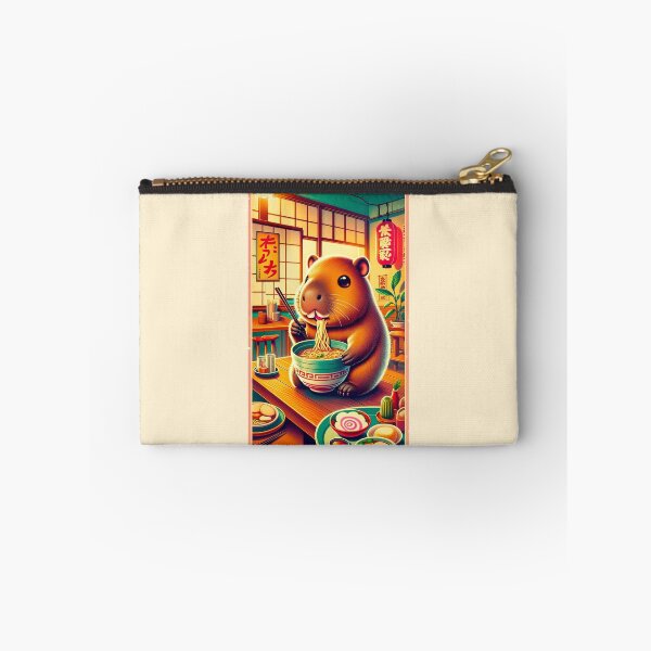 Item preview, Kawaii Capybara Eating Ramen Noodles Anime Japanese designed and sold by ArtFromBeyond.
