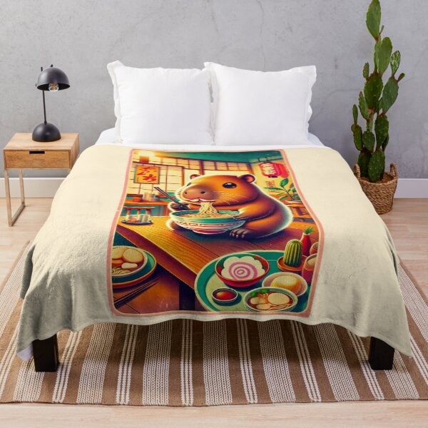 Item preview, Kawaii Capybara Eating Ramen Noodles Anime Japanese designed and sold by ArtFromBeyond.