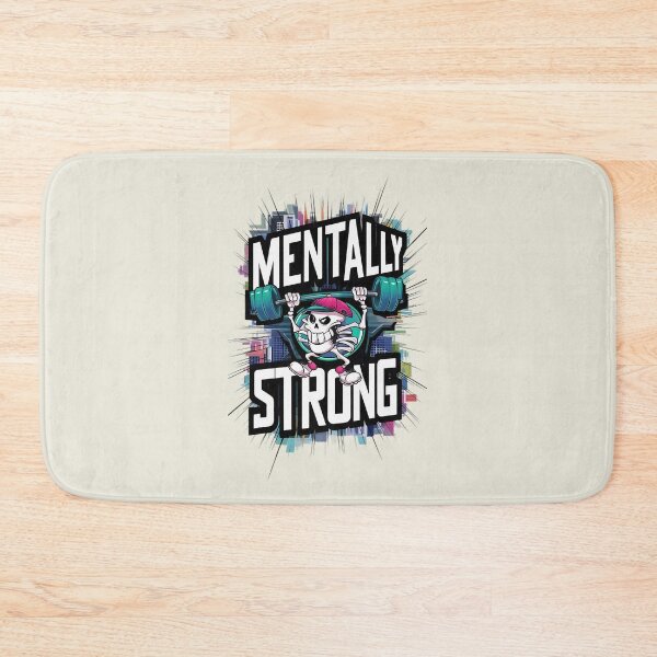 Item preview,  mentally strong funny Skelton in the gym weight lifting, graffiti style - mental strength, positive, strength, humour, strength training designed and sold by AdesignTEE.