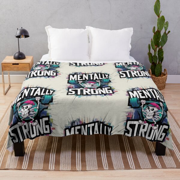 Item preview,  mentally strong funny Skelton in the gym weight lifting, graffiti style - mental strength, positive, strength, humour, strength training designed and sold by AdesignTEE.