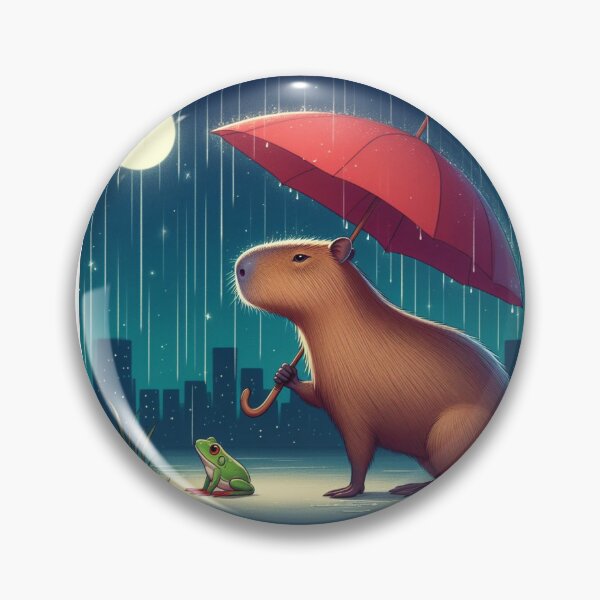 Item preview, Capybara & Frog Encounters in the Rain1 designed and sold by Capybara Art Lover.