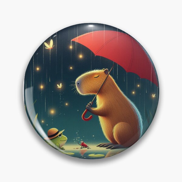 Item preview, Capybara & Frog Encounters in the Rain3 designed and sold by Capybara Art Lover.