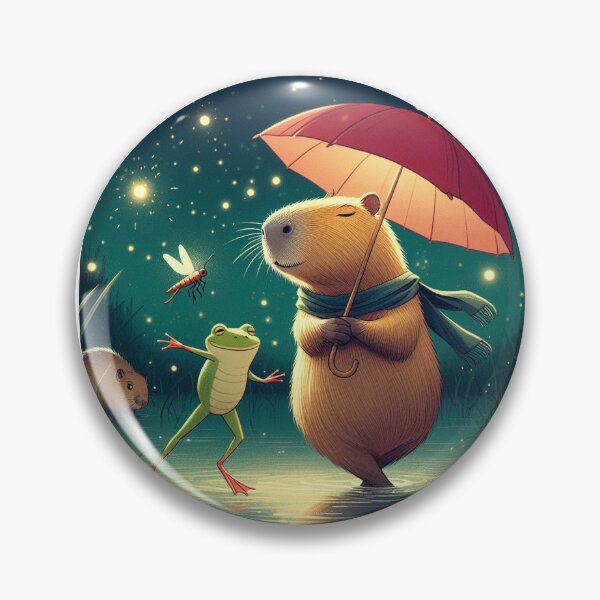 Item preview, Capybara & Frog Encounters in the Rain7 designed and sold by Capybara Art Lover.