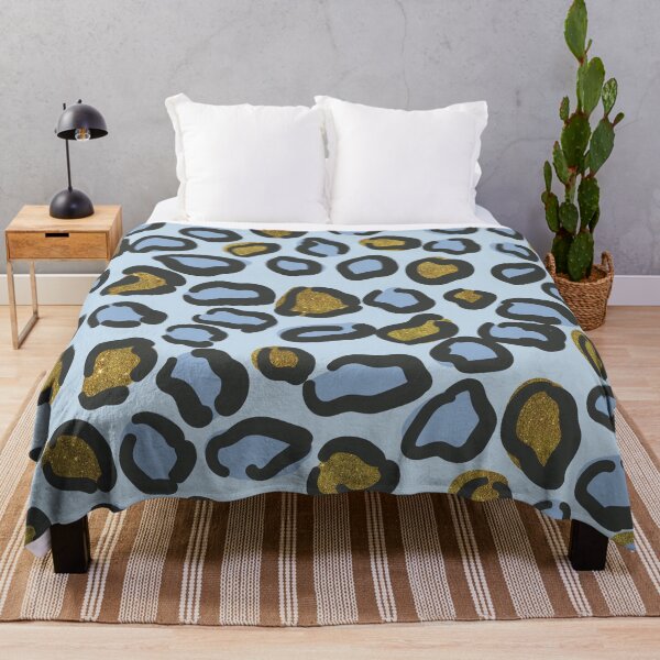 Item preview, Blue Black Gold Glitter Retro Contemporary Leopard Cheetah Spots Pattern Design Background designed and sold by Sarcastic Narwhal.