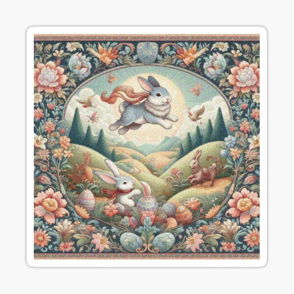 Item preview, Kawaii Bunnies Playing in the Hills designed and sold by Illuministique.