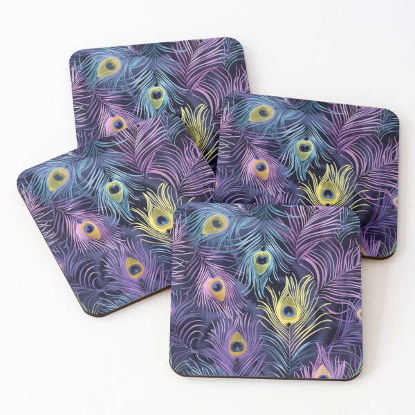 Item preview, Beautiful purple, blue & yellow peacock feathers pattern designed and sold by PrettyPinkSkies.
