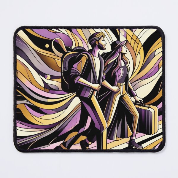 Item preview, Couple friends explore travel flow connection mauve black gold designed and sold by Meena-tta.