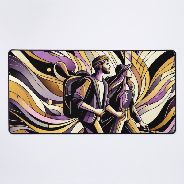 Item preview, Couple friends explore travel flow connection mauve black gold designed and sold by Meena-tta.