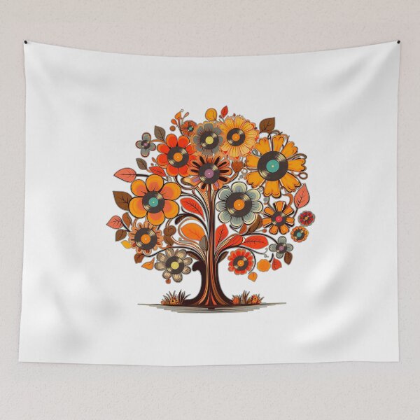 Item preview, Make your own kind of music: Without words version. A very colorful tree with flowers and LP records. designed and sold by JoyOfHopeStore.